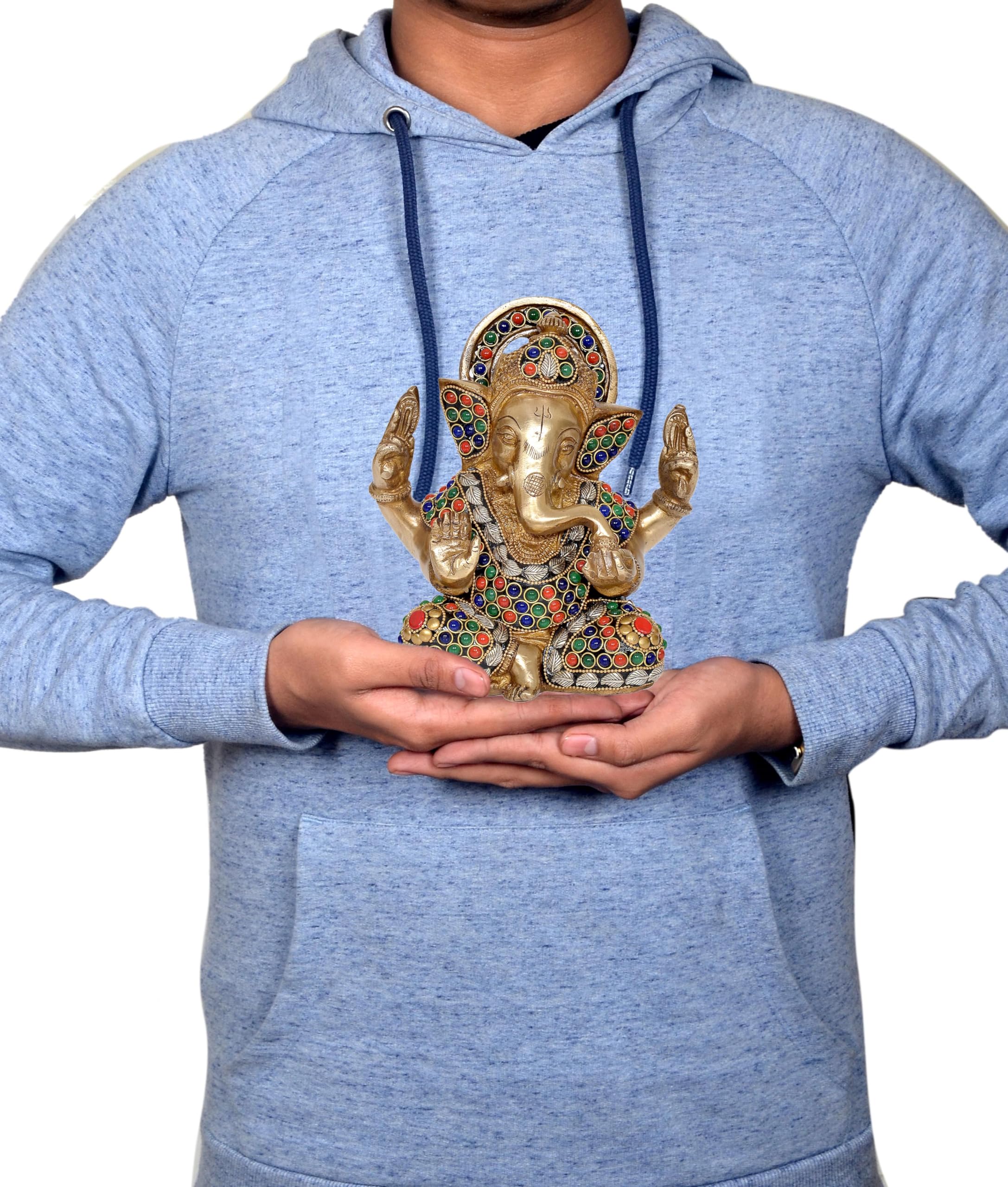 Dattatreya Brass Ganesh Statue Handcrafted Lord Ganesha Idol For Home Decor And Pooja - Hindu God Ganapati Figurine (Height 6.5